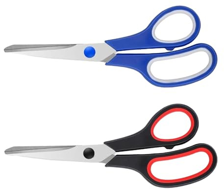 Yuqilin 2 Stück Schere aus Edelstahl, Haushaltsschere mit Komfortablem Griff, Küchenschere, Stoffschere, Büroschere Ultrascharfen, Bastelschere Erwachsene, Kinderschere, Papierschere (Schwarz/Blau)
