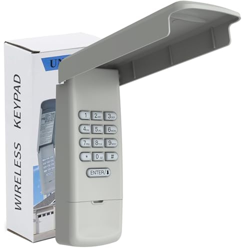 Universal Garage Door Opener Keypad for Liftmaster Chamberlain Craftsman Linear Genie Multicode Stanley Wayne Dalton Openers Learn Button & Dip Switch, Wireless Keyless Entry Outside Garage Remote