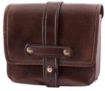 Ulfberth Mittelalter Gürteltasche aus Leder, Dunkelbraun | Hochwertige Tasche aus Büffelleder, Ledertasche, Mittelalter Reenactment, LARP, Historische Kostüme & Fantasy Cosplay