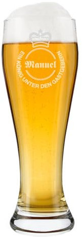 Herz & Heim® Weizenbierglas mit personalisierter Gravur, Motivauswahl (Ein Freund guten Bieres)