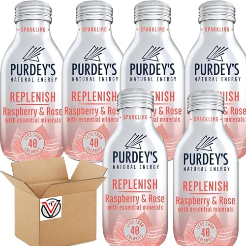 Purdeys Natural Energy Sparkling Drink Bottle 330ml | VIMIX (06 Bottles, Raspberry & Rose)