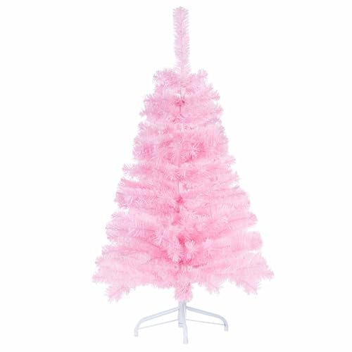 3FT Artificial Christmas Tree Pink Tabletop Christmas Tree with Metal Stand Mini Xmas Pine Tree for Party Supplies Indoor Outdoor Holiday Home Decoration(Pink)