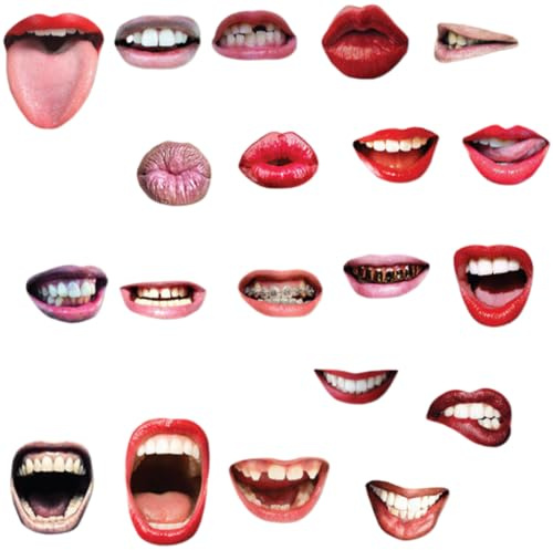 NJCXOLA Fotobox requisiten, 20 Stück Foto Requisiten Lustige Lippen Mund Foto Booth Props, DIY Fotorequisiten Set für Party, Hochzeit, Geburtstag, Karneval, Weihnachten, Halloween