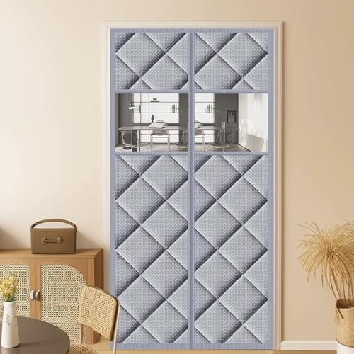 LKPMGOA Magnet Thermo Türvorhang, Thermovorhang Gegen Kälte und Hitze, Schnellverschluss, Hält Die Wärme im Innenbereich(Grey,W80CMxH210CM)