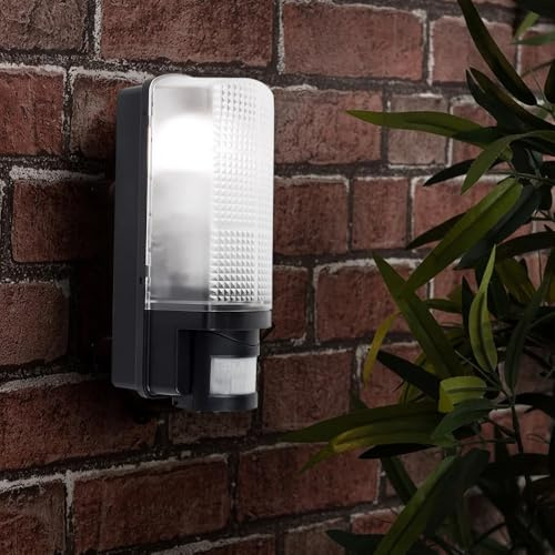 LEDBRITE LED Outdoor Wall Light Heavy Duty E27 Bulkhead Movement Sensor Security Wall Light IP44 - Equipped with PIR Motion Detector