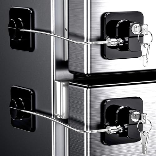 2 Pack Fridge Locks with Keys, Refrigeratorfor Door Lock Kids, Baby and Adults, Self Adhesive Child Proofing Lock for Freezer, Cabinets and Drawers, Windows (Patent)(2 Pcs Black)