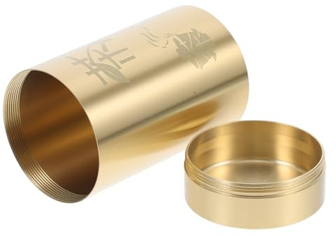 DECHOUS Elegante Messing Teedose Luftdicht für Losen Tee, Chinesischer Stil | Goldfarbene Oberfläche, Kunstvolle Verarbeitung, Kompaktes Format für Deko in Küche und Zuhause, als Tischakzent