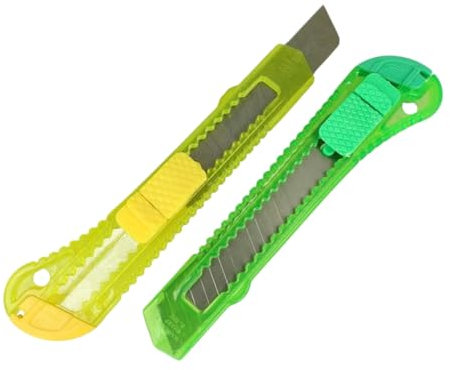 PARENCE.- Juego de 2 cortadores de cuchilla retráctil – seguridad y precisión para todos sus trabajos – 2 piezas en color aleatorio