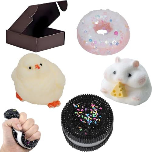 4 Stück Taba Squeeze, Kawaii Pelz Spielzeug, Stress Relief für Partygeschenke, Fidget Spielzeug geeignet für Erwachsene und Kinder