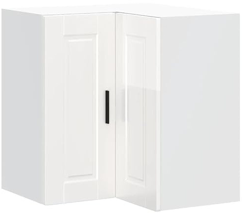 Eleganz Küchenschrank Hochglanz-Weiß Eckschrank für Küche - Eckschrank weiß Platzsparend & Modern | Holzwerkstoff | Ideal für kleine Räume