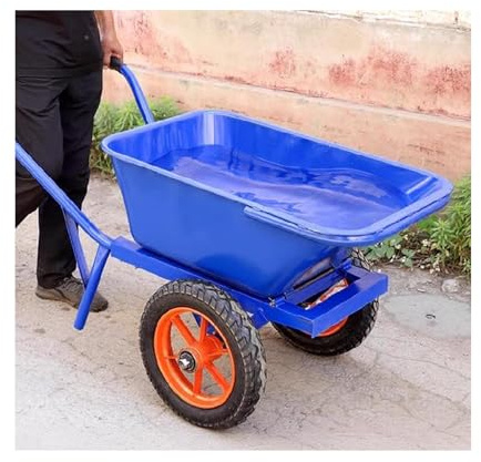 LVLDAWA Chariot Jardin, Remorque Tracteur Pelouse en Acier Robuste Brouette D'extérieur À Tirer, Inclinable pour Le Jardinage Et La Construction