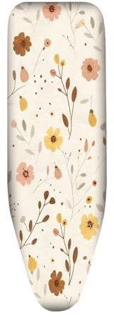 Funda Tabla de Planchar 120x40 Ajustable Flores Diseño Práctico con Acolchado- para Refleja El Vapor sobre La Ropa, Duradera Y Fácil de Cambiar