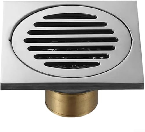 Filteilect Siphon de sol en acier inoxydable 304 avec joint en cuivre anti-odeur, évacuation rapide en forme de T, filtre à cheveux amovible compatible avec salle de douche et buanderie
