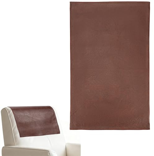 CALFOVERA Kopfstützenbezug Aus Lederimitat rutschfest Braun Vintage Stil Wasserdicht Für Sofa Sessel Sessel Homeoffice 69.5 x 43.5cm Dick