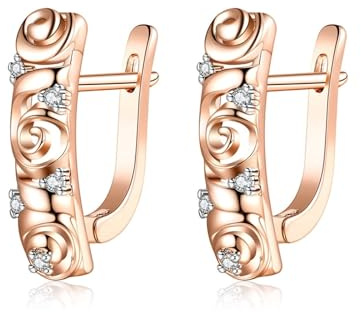 KnSam Orecchini a cerchio in oro rosa 9 carati 375, au375, orecchini in oro rosa, stile Liberty, gioielli in oro rosa