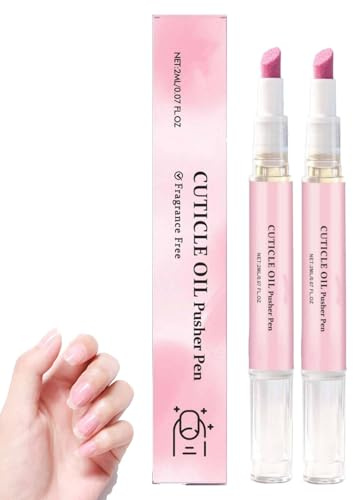 SassyTip 2 in 1 Nagelhautölstift,Nagelhautentferner,SassyTip Cuticle Pusher Pen,Nagelhautschieber Ölstift mit Keramikspitze,Nail CuticleRemover,Pflege zur Reparatur Trockener Beschädigter Nägel (2PC)