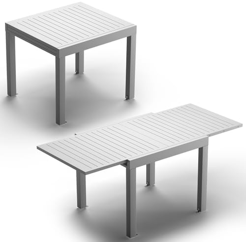 JUMMICO Tavolo da Giardino Estensibile 260x80cm per 6-10 Persone - Alluminio Antiruggine, Imputrescibile e Facile da Pulire - Design Compatto con Prolunga Resistente alle Intemperie