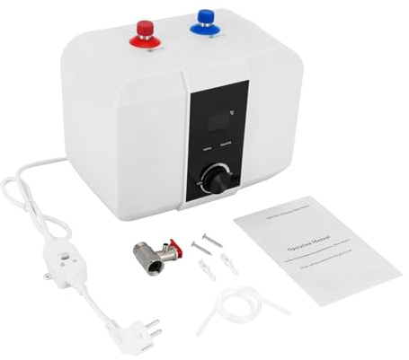 Chauffe-eau électrique de 6 l - Chauffage rapide (15 à 30 min) - Chauffe-eau sous évier de cuisine - Réservoir intérieur en acier inoxydable avec régulateur de température - Affichage LED - IPX4 (pas