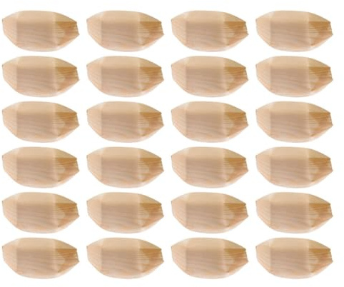 Ciieeo Bandejas Desechables de Madera 100 Pcs 19,5x10 Cm Plato de Sushi en Forma de Barco para Catering y Fiestas Vajilla Natural para Aperitivos y Ensaladas