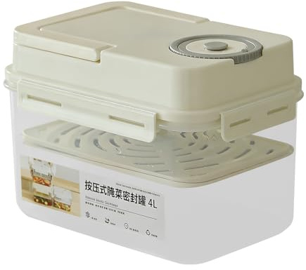 Generisch Fermentierbehälter - Luftdichter Kîmchi-Behälter | 4L Koreanischer Gärtopf Mit Pressplatte | Lebensmittelechte Aufbewahrung Für Heimküche, Kochen, Camping