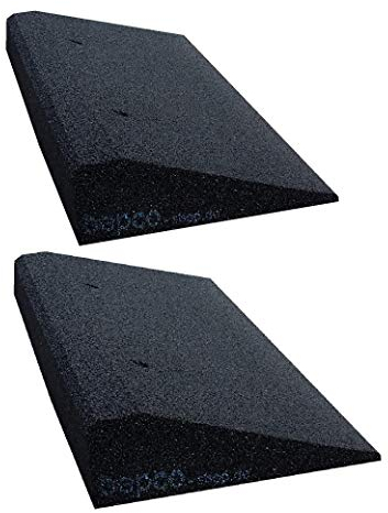 bepco Lot de 2 rampes de Trottoir (L x l x H) : 50 x 25 x 6 cm - en Caoutchouc (Noir), avec rondelles intégrées à la Rampe pour la Fixation