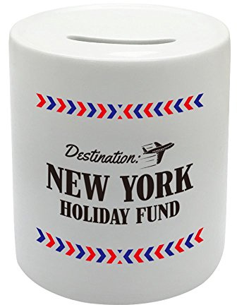 Coralgraph Inc BS022 NEW YORK HOLIDAY FUND Novelty Gift Printed Ceramic Piggy Bank Money Saving Box