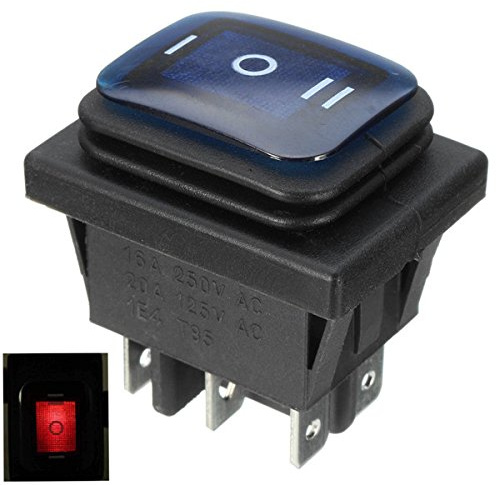 EsportsMJJ 16A 250V Wippenschalter 3 Position 6-Polig Wasserdichter Schalter Mit Lampen Licht - Blau