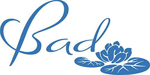 GRAZDesign Wandtattoo Bad Türaufkleber Seerose Blume Badtattoo als Türschild selbstklebend - 053 hellblau