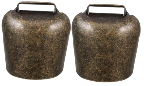 Heallily 2 Stück Kuh Pferd Schafe Weide Kupfer Glocken Rind Farm Tier Kupfer laute Bronze Glocken L, Eisen, siehe abbildung, 6.3*4.8*3cm