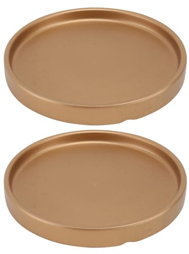 HEMOTON 2 Stück Blumentopf Untersetzer Keramik Blumentopfuntersetzer Pflanzkübel Untersetzer Pflanzen Untertopf Pflanzenuntersetzer Runde Paletten für Drinnen Und Draußen,15 cm Golden