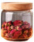 Tarro de cristal para almacenamiento de alimentos 450ml recipiente de vidrio transparente con sello hermético tapas de madera de acacia para café en grano té especias galletas merienda dulces