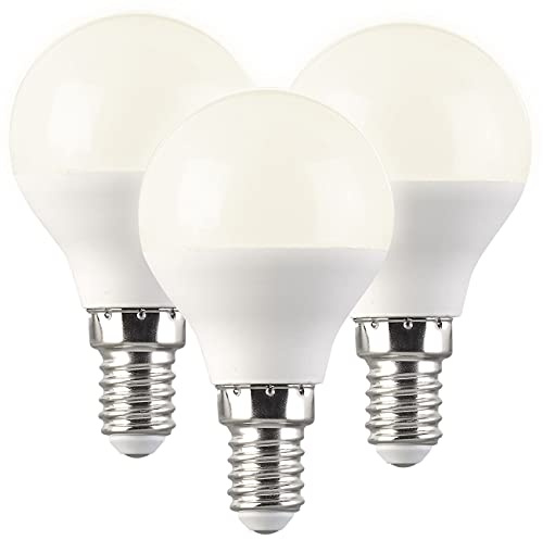 Luminea warmweiße E14 LED-Birne: 3er-Set LED-Lampe Tropfenform P45, E14 5W (ersetzt 40W) 400lm warmweiß (Leuchtmittel, LED-Lampen Warmlichter, Beleuchtung)
