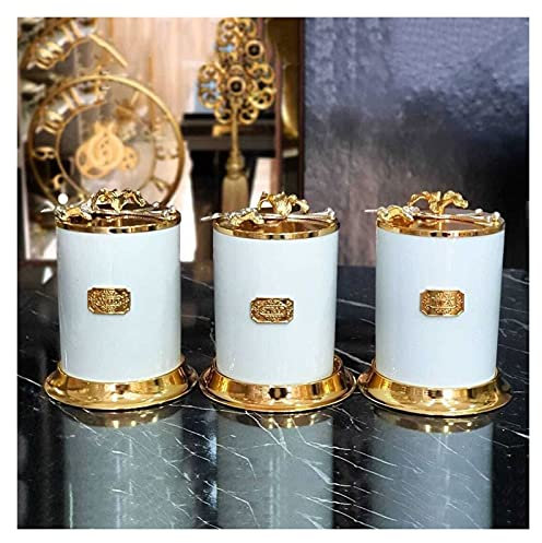 caihuashopping Coffee Canister Ceramic Handcraft Luxury 3pcs Jar Set Storage Box Tea Coffee Sugar Jars Kitchen Food Container Bottle Coffee Containers