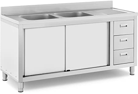 Royal Catering RC-IKS04 - Armadietto a 2 vasche in acciaio inox, 400 x 400 x 300 mm