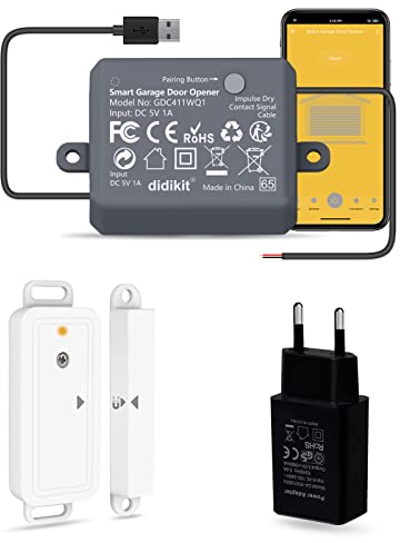 didikit Smart-Garagentoröffner mit Funk-Türsensor, kein Hub erforderlich, WLAN Fernsteuerung mit smart Life App, Sprachsteuerung