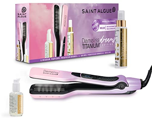 Demeliss Piastra a Vapore Titanium DREAMS EDITION - Trattamento Cheratina 100ml, Elisir di Lucentezza 50ml Inclusi - Liscio Alta Performance, Idratazione Intensa - Per Tutti i Tipi di Capelli