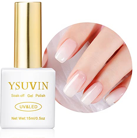 YSUVIN UV Nagellack Milchig Weiss, 15ML Transparent Milky Sheer Gel Nagellack Soak Off UV Gellack für Frauen Home Hochzeitsfeier DIY Nail Art Salon Maniküre