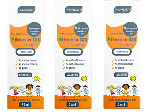ProHealth 10 UG 120 Drops- Daily Vitamin D3 Supplement for Infant and Young Children (Pack of 3)