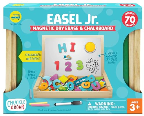 Chuckle & Roar - Easel Jr. Magnetic Dry-Erase and Chalk Playing Board - Engaging Art and Craft Board for Kids - Preschool Classroom Staple