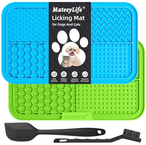MateeyLife Tapis Gamelle Antidérapant pour Chien Chat avec Ventouses - 2 Pack - Tapis Anti-Anxiété et Léchage - Tapis Mangeoire Anti-Ennui pour Tapi Anti-Glisse Alimentation Humide/Sèche