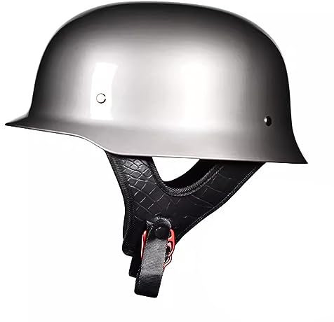 Retrò Casco A Scodella,Mezzo Casco Stile Tedesco, Omologato ECE Mezzo Casco Scooter ciclomotore, Casco Moto Cruiser Scooter Cool per Uomo e Donna F,L