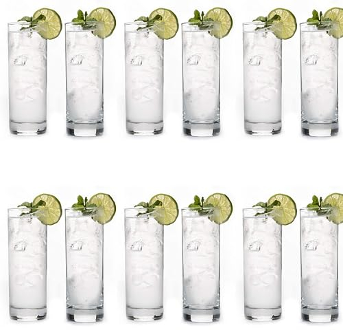 LEMONSODA Premium Highball-Glas-Set – elegante Tom Collins Gläser – hohe Trinkwassergläser – Bargläser für Mojito, Whiskey, Cocktail – mit Geschenkbox – Einweihungsgeschenke – (Set mit 340-340 ml)