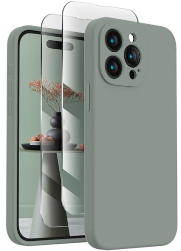 FireNova Designed for iPhone 15 Pro Case, 6.1, Calke Green | Silicone Upgraded [Camera Protection] Phone Case, with Soft Anti-Scratch Microfiber Lining Inside