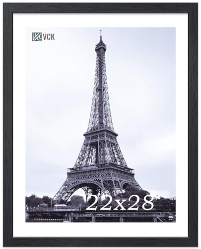 VCK 22x28 Poster Frame - Black, Textured Exclusive Solid Wood Picture Frames - Wall Hanging