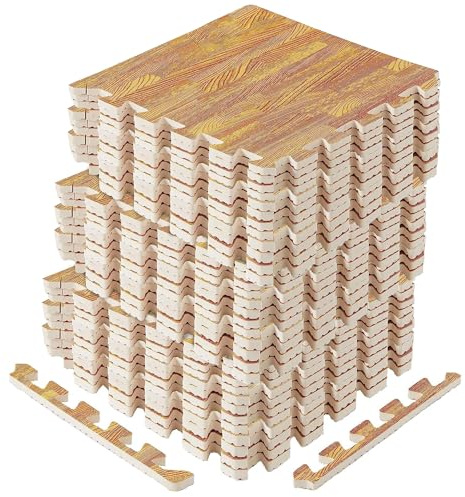 Yes4All EVA Interlocking Mats, Puzzle Floor Tiles, Foam Floor Padding with Border for Furniture, Home Space, Living Room, Garage 11,22,32 SQFT