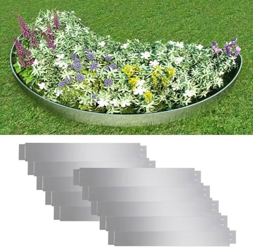 Tidyard Clôture de Pelouse Flexible 10 pièce Acier galvanisé 100x14 cm, Clôture de Jardin, Bordure de Jardin Décorative Protection pour Extérieur, Cour Arrière, Terrasse