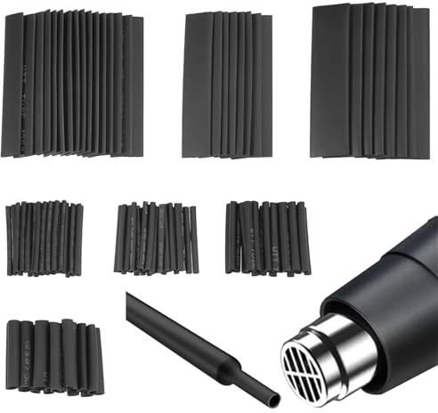 YAZANY Kit di 127 tubi termorestringenti per isolamento elettrico, guaina termorestringente per cavi automobilistici industriali termorestringenti rapporto di restringimento 2: 1, nero