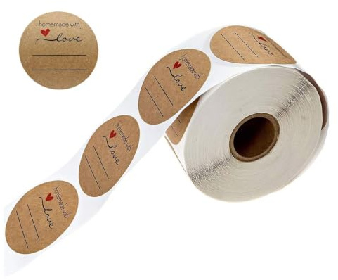 NIYATA 1 Rolle 500 Stück Runde Etiketten Ø 5 cm aus Kraftpapier, Selbstklebend Blanko Aufkleber für Marmeladengläser, Geschenkverpackungen, Büro, Schule und Organisation