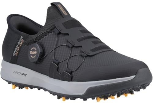 Skechers Go Golf Elite Vortex Slip Ins Sneaker Uomo, Tessuto Sintetico Nero con Finiture Grigie, 42 EU