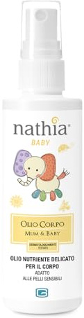 Nathia Olio Corpo Mum&Baby Nutriente, Idratante, Emolliente, Senza Parabeni, Senza Solfati, Profumazione Delicata, per Bambini e Adulti, Non Unge